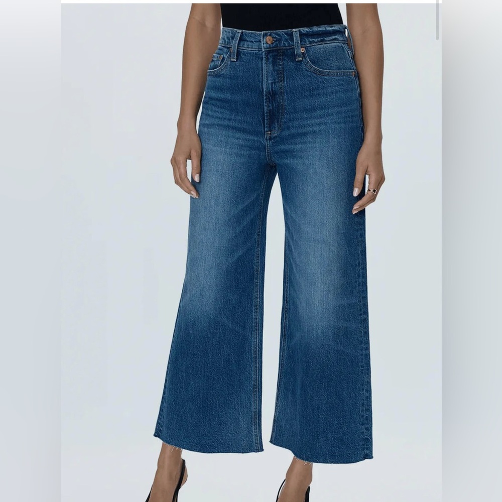 Pistola Lana Wide Leg Crop High Rise Raw Hem Ankle Jeans Palladium Wash size 24P